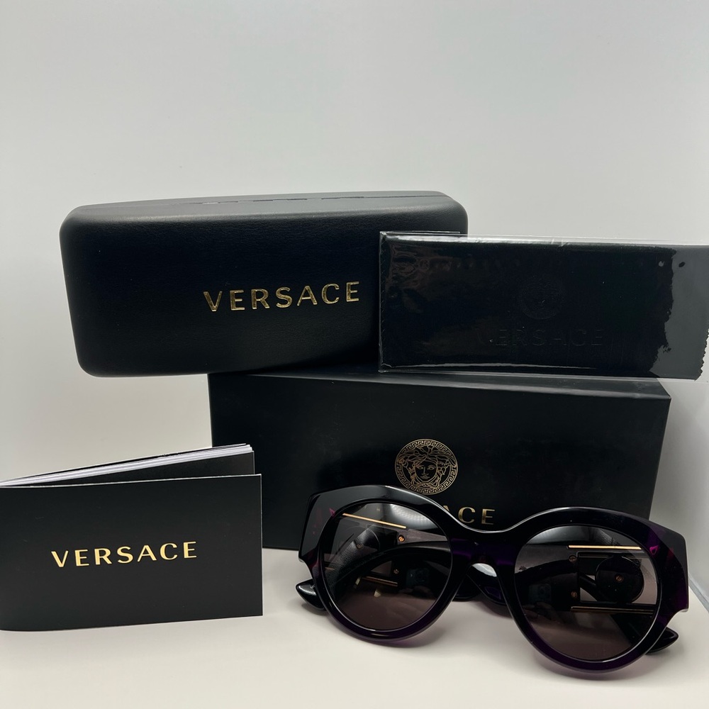 Versace Plum and Gold Sunglasses with Sleek Design